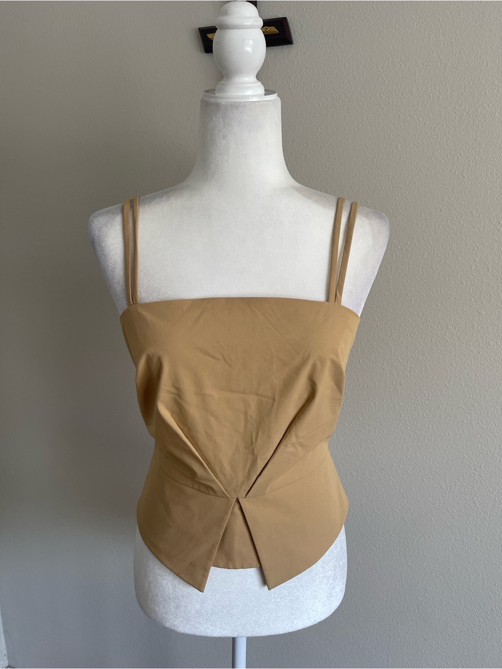 Twist-Front Tan Spaghetti-Strap Cami